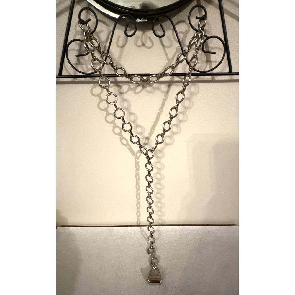 Vintage Silver Tone 32" Chain Link Necklace with Roller on the End - Adjustable